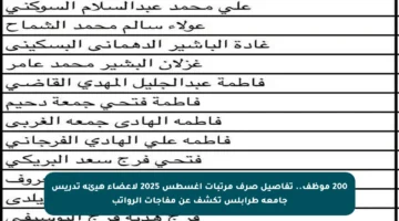 200 موظف.. تفاصيل صرف مرتبات أغسطس 2025 لأعضاء هيئة تدريس جامعة طرابلس تكشف عن مفاجآت الرواتب